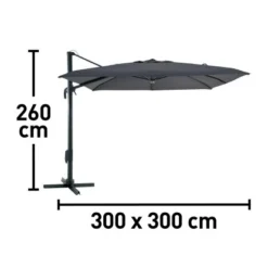 Ampelschirm Moga Ø 300 Cm Grey Mit Kurbelmechanik -Gartengeschäft 048126608515 VM01 240920 L