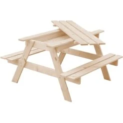 Timbela Kindersitzgarnitur Holz M010-1 Mit Staufach -Gartengeschäft 060827950792 11023400 S 04