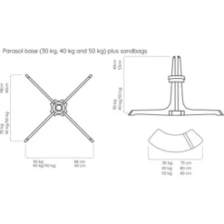 Baser Sonnenschirmständer 50 Kg Dunkelbraun -Gartengeschäft 1528 TechnischesDatenblat