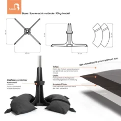 Baser Sonnenschirmständer 50 Kg Dunkelbraun -Gartengeschäft 1528 TechnischesDatenblatt