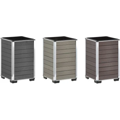 Gartenfreude Pflanzgefäß WPC Eckig 27 Cm X 27 Cm X 44 Cm Anthrazit 4 Gartenfreude Pflanzgefäß WPC Eckig 27 Cm X 27 Cm X 44 Cm Anthrazit – Bild 4