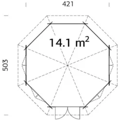 Palmako Holz-Pavillon Hanna 421 Cm X 222 Cm -Gartengeschäft 161240 4980 Grundriss 1
