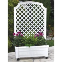 KHW Pflanzkasten Calypso Mit Bewässerungssystem Und Spalier Weiß