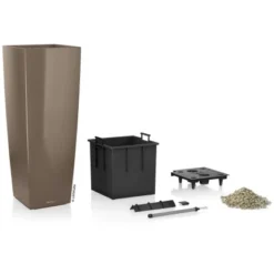 Lechuza Pflanzgefäß Cubico Alto Premium 40 Cm X 40 Cm Taupe Hochglanz -Gartengeschäft 261659 4186 2