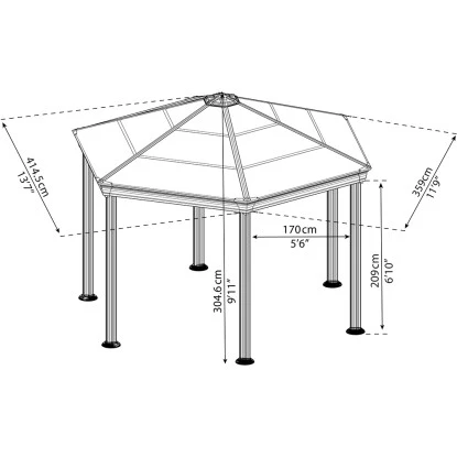 Palram - CanopiaRoma 4 X 3.6 GartenPavillon Anthrazit Inkl. LED Set 2 Palram - CanopiaRoma 4 X 3.6 GartenPavillon Anthrazit Inkl. LED Set – Bild 2
