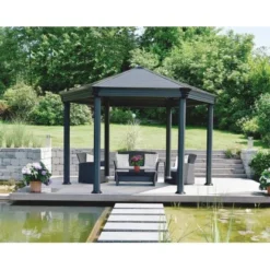 Palram - CanopiaRoma 4 X 3.6 GartenPavillon Anthrazit Inkl. LED Set