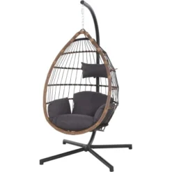 Siena Garden Salerno Hängekorb Schwarz - Natur Gestell Stahl