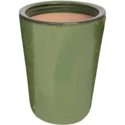 Vase Aus Keramik Ø 25 Cm Grün Glasiert