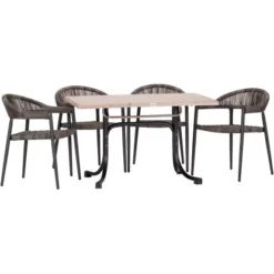 Acamp Set 4x Sessel Brooklyn 1x Tisch Boulevard 120 Cm X 80 Cm Anthrazit
