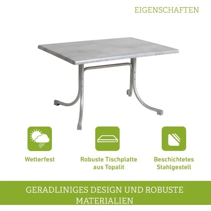 Acamp Tisch Boulevard 120 Cm X 80 Cm Platin-Cemento 5 Acamp Tisch Boulevard 120 Cm X 80 Cm Platin-Cemento – Bild 5