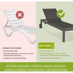 Acamp Liege Rimini 198 Cm X 60 Cm X 35 Cm Platin-Graphit -Gartengeschäft 4013556568081 4621 04