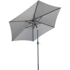 Sonnenschirm Wando Ø 270 Cm Grau Mit Kurbel Und LED-Beleuchtung 16 Sonnenschirm Wando Ø 270 Cm Grau Mit Kurbel Und LED-Beleuchtung -Gartengeschäft 4048126055265 30
