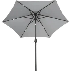 Sonnenschirm Wando Ø 270 Cm Grau Mit Kurbel Und LED-Beleuchtung 17 Sonnenschirm Wando Ø 270 Cm Grau Mit Kurbel Und LED-Beleuchtung -Gartengeschäft 4048126055265 40