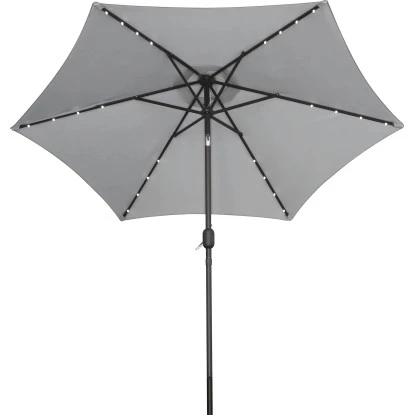 Sonnenschirm Wando Ø 270 Cm Grau Mit Kurbel Und LED-Beleuchtung 4 Sonnenschirm Wando Ø 270 Cm Grau Mit Kurbel Und LED-Beleuchtung – Bild 4