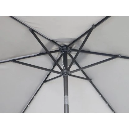 Sonnenschirm Wando Ø 270 Cm Grau Mit Kurbel Und LED-Beleuchtung 8 Sonnenschirm Wando Ø 270 Cm Grau Mit Kurbel Und LED-Beleuchtung – Bild 8