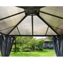 Palram - CanopiaVorhangset Für Martinique 3 X 3.6 Pavillon Anthrazit -Gartengeschäft 4120531 3