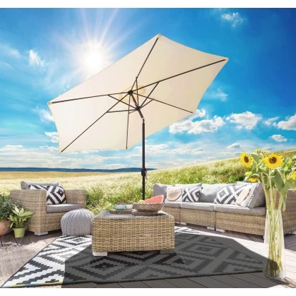 Gartenfreude Marktschirm Ø 200 Cm Creme Mit Kurbelmechanik 2 Gartenfreude Marktschirm Ø 200 Cm Creme Mit Kurbelmechanik – Bild 2