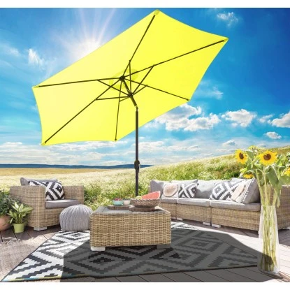 Gartenfreude Marktschirm Ø 300 Cm Lemon Mit Kurbelmechanik 2 Gartenfreude Marktschirm Ø 300 Cm Lemon Mit Kurbelmechanik – Bild 2