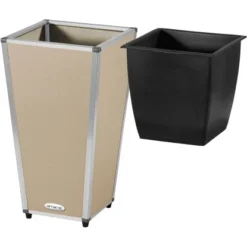 Amare Blumentopf Pur Fiberglas Design 28 Cm X 28 Cm X 51 Cm Beige -Gartengeschäft 4251083908196 4655 3