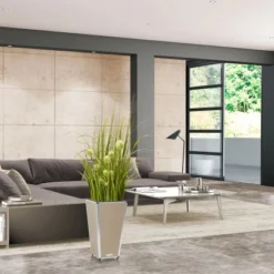 Amare Blumentopf Pur Fiberglas Design 28 Cm X 28 Cm X 51 Cm Beige -Gartengeschäft 4251083908196 4655 7