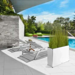 Amare Blumentopf Pur Fiberglas Design 28 Cm X 80 Cm X 61 Cm Weiß -Gartengeschäft 4251083908455 4655 9