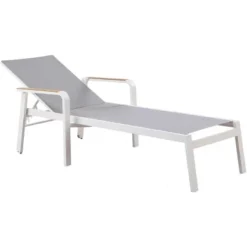 Sonnenliege Richmond Weiß/Teak