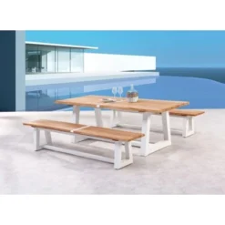 Gartenbank Campione 220 X 40 Cm Weiß/Teakholz FSC® -Gartengeschäft 473690 3271 1