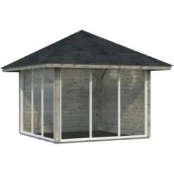 Palmako Holz-Pavillon Bianca 8,3 M² Set 4 Grau Tauchgrundiert
