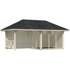 Palmako Holz-Pavillon Bianca 16,6 M² Set 4 Natur / Unbehandelt