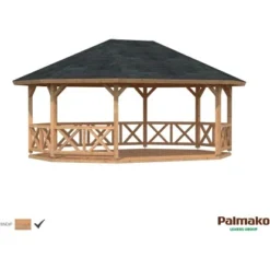 Palmako Holz-Pavillon Betty Braun Tauchgrundiert BxT: 615 Cm X 465 Cm