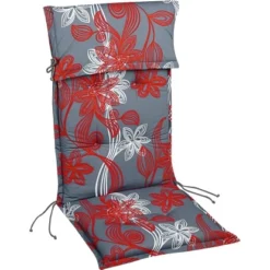 Hochlehner-Auflage Trend-Line 120 X 50 X 8 Cm Grau-Rot D.1111