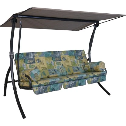 Angerer Hollywoodschaukel Dream Neuburg Beige-Blau-Grün-Gemustert 1 Angerer Hollywoodschaukel Dream Neuburg Beige-Blau-Grün-Gemustert