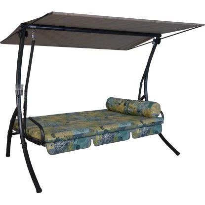 Angerer Hollywoodschaukel Dream Neuburg Beige-Blau-Grün-Gemustert 2 Angerer Hollywoodschaukel Dream Neuburg Beige-Blau-Grün-Gemustert – Bild 2