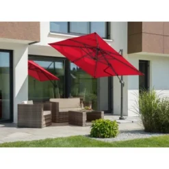 Schneider Schirme Ampelschirm 230 Cm X 300 Cm Rot Mit Kurbelmechanik -Gartengeschäft 609384 2630 08