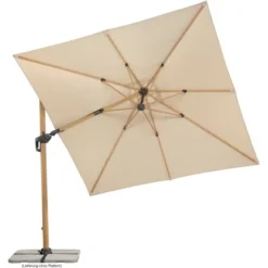 Schneider Ampelschirm Rhodos Twist Woody Natur 300 Cm X 300 Cm -Gartengeschäft 609397 2630 04
