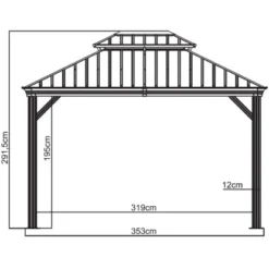 Sojag Aluminium Pavillon Messina 10 X 12 Anthrazit 298 Cm X 363 Cm X 291 Cm -Gartengeschäft 741 sj03100 messina10x12 9