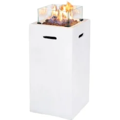 Amare Gas-Feuerstelle Für Den Außenbereich Quadratisch Weiß