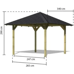 Karibu Pavillon Bever 1 Set Kdi Mit Schindeln Schwarz 265 Cm X 265 Cm X 290 Cm -Gartengeschäft 806166 3739 02