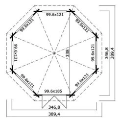 8-Eck-Pavillon 442 Natur 44 Mm 7 Fensterelemente 347 Cm X 347 Cm 10 8-Eck-Pavillon 442 Natur 44 Mm 7 Fensterelemente 347 Cm X 347 Cm -Gartengeschäft 9 Jamaica 442400 Grundriss