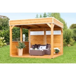 Skan Holz Holz-Pavillon Toulouse Eiche Hell Lasiert 294 Cm X 294 Cm -Gartengeschäft pavillon bild5 3713340131