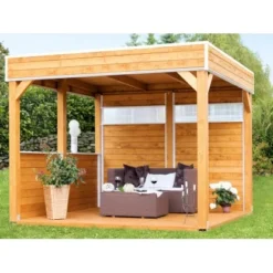 Skan Holz Holz-Pavillon Toulouse Nussbaum Lasiert 294 Cm X 294 Cm -Gartengeschäft pavillon bild5 3713340331